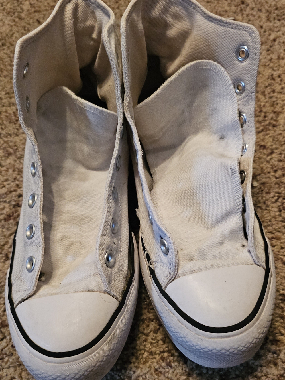 White Canvas High-Top Platform Sneakers Womens 9.5